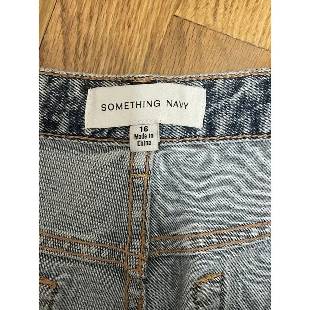 Something Navy Women's Jeans Size 16 Light Wash Denim Straight Leg Casual‎
